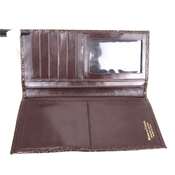 Marina Di Carrara PATENT BROWN GENUINE LEATHER ID CARD BILL BIFOLD WALLET PURSE - Picture 4 of 8